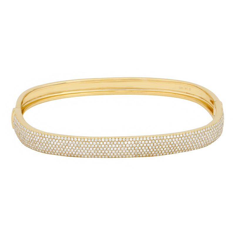 14K YELLOW GOLD LARGE PAVÉ DIAMOND BANGLE