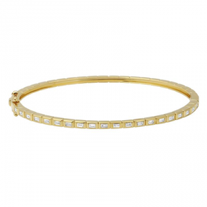 14K YELLOW GOLD HORIZONTAL BAGUETTE DIAMOND BANGLE