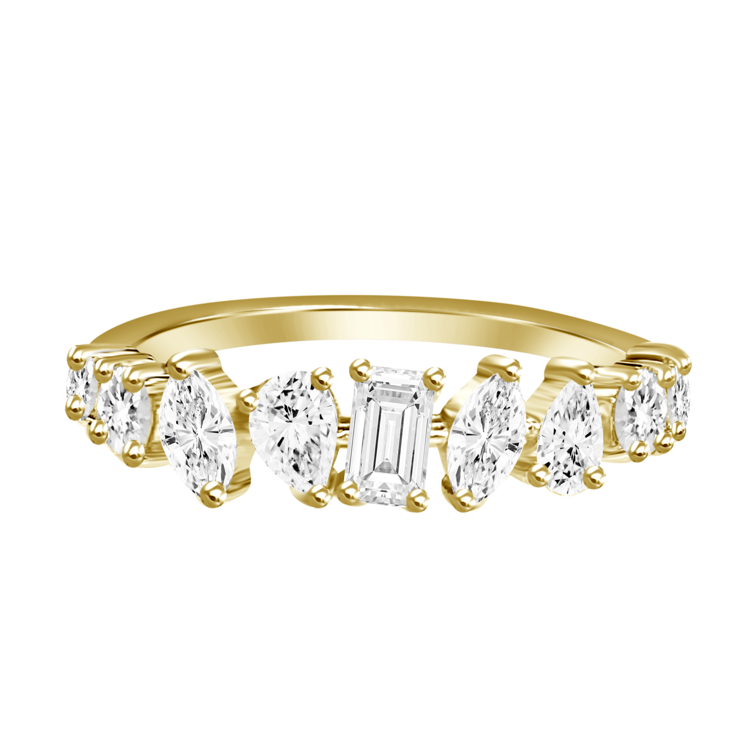 18K YELLOW GOLD DIAMOND MISMATCHED BAND