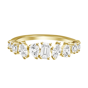 18K YELLOW GOLD DIAMOND MISMATCHED BAND