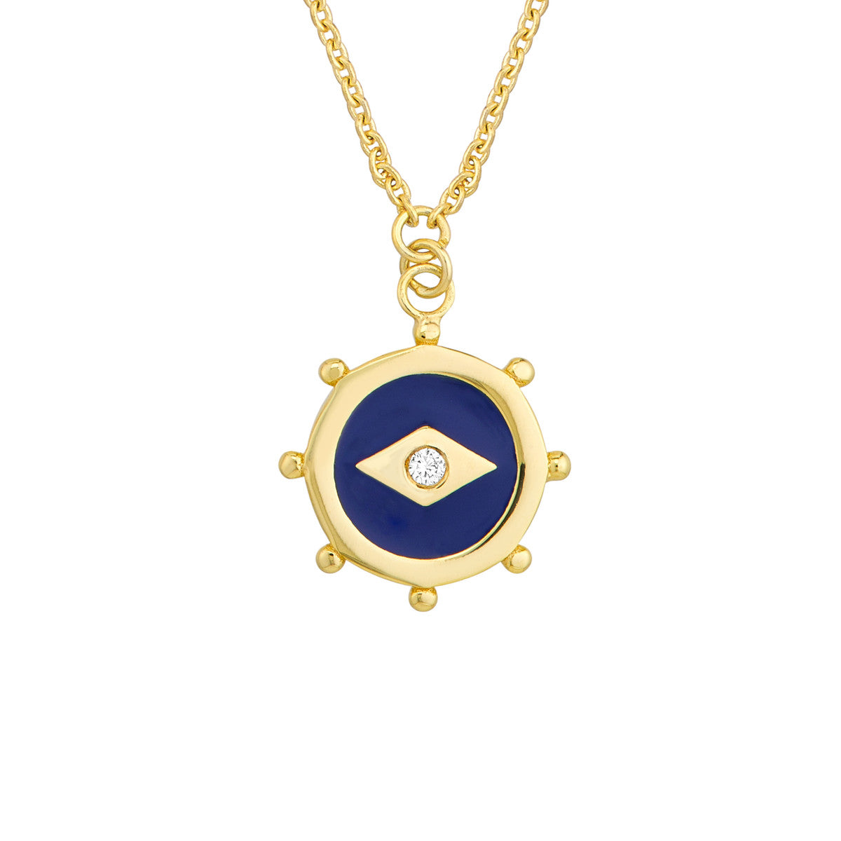 DIAMOND ENAMEL EVIL EYE NECKLACE