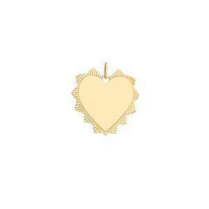 14K GOLD ENGRAVABLE FLUTED HEART CHARM
