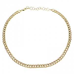 HALF DIAMOND CUBAN LINK NECKLACE WITH EXTENDER