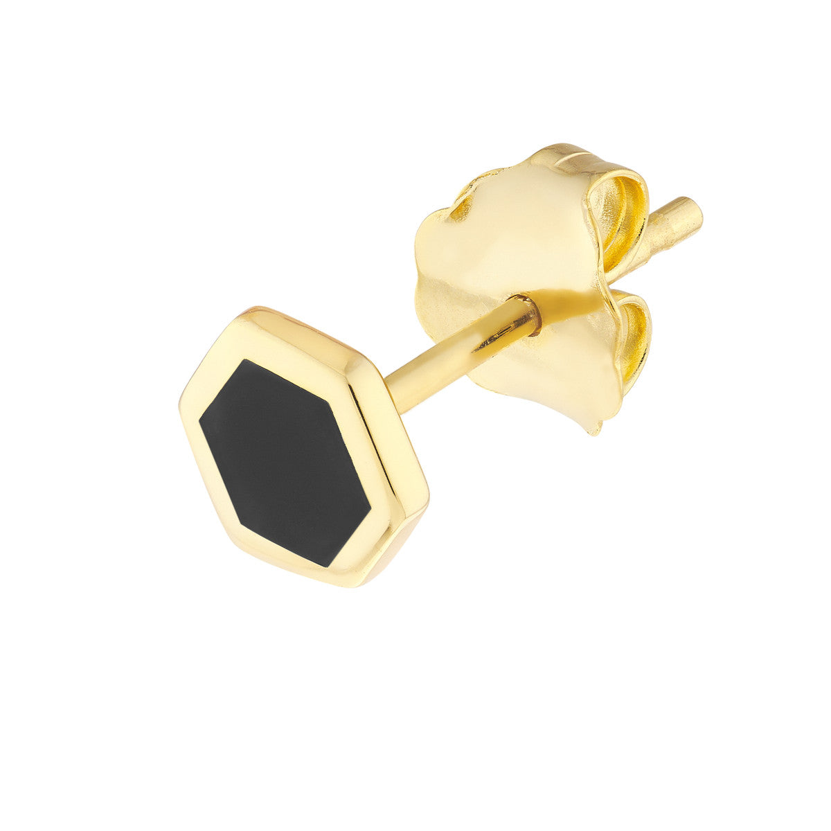 14K GOLD ENAMEL HEXAGONAL STUD EARRINGS