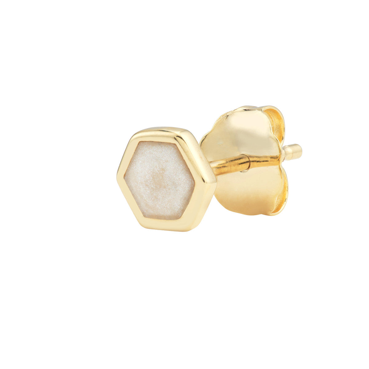 14K GOLD ENAMEL HEXAGONAL STUD EARRINGS