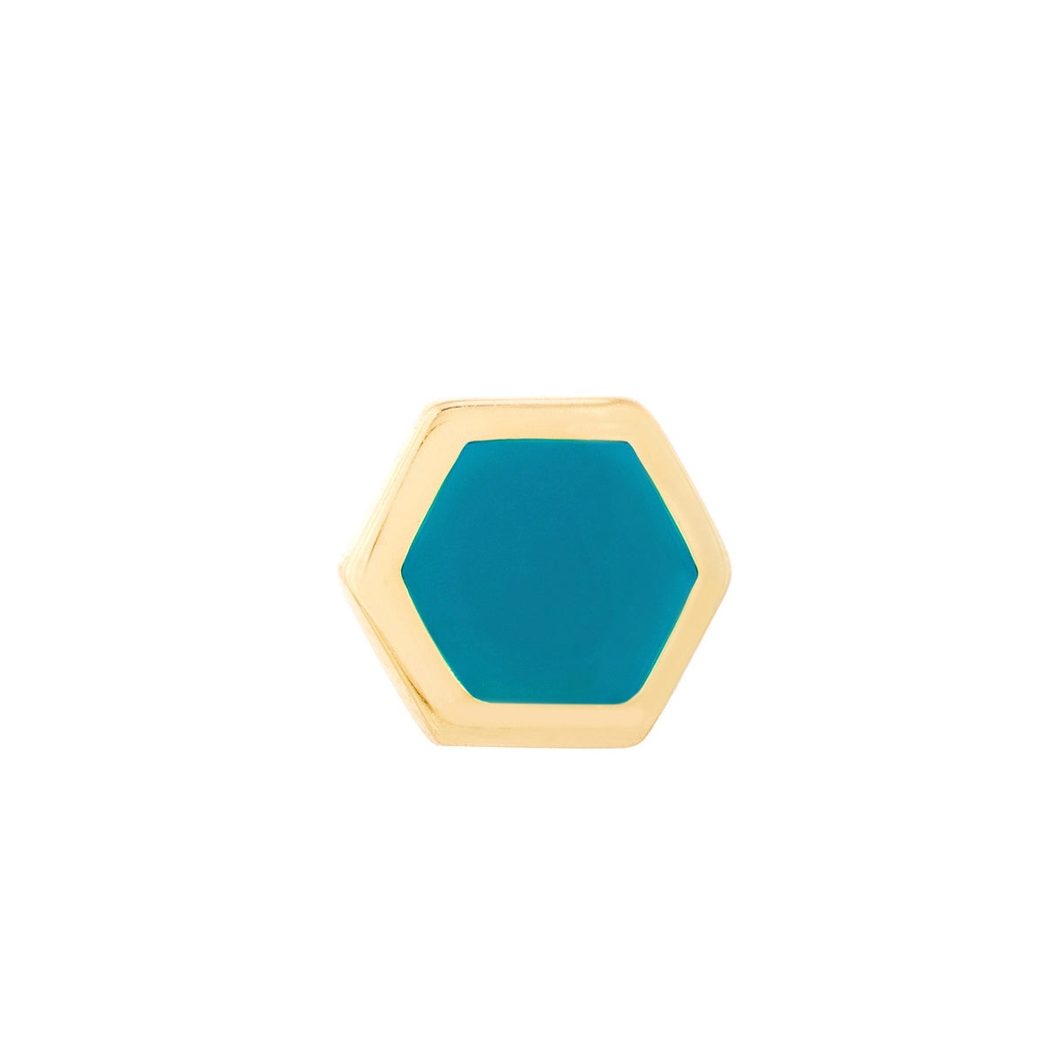 14K GOLD ENAMEL HEXAGONAL STUD EARRINGS