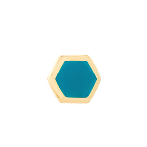 14K GOLD ENAMEL HEXAGONAL STUD EARRINGS