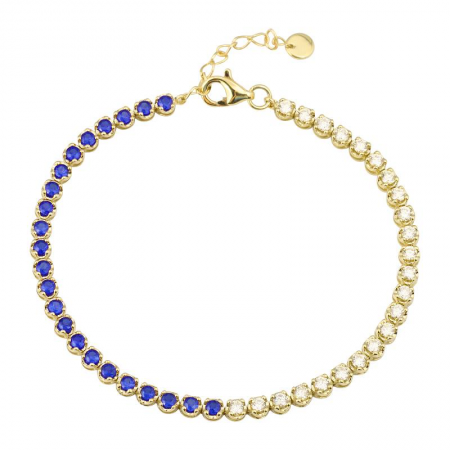 HALF LAPIS AND DIAMOND TENNIS BRACELET