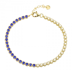 HALF LAPIS AND DIAMOND TENNIS BRACELET