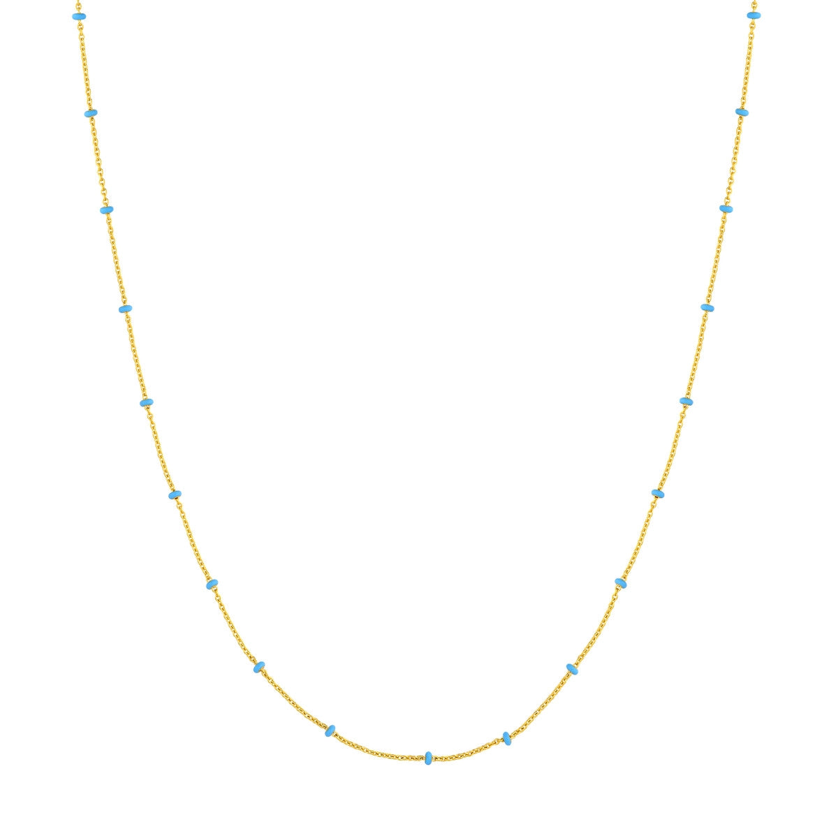 14K GOLD ROLO CHAIN WITH ENAMEL BEADS