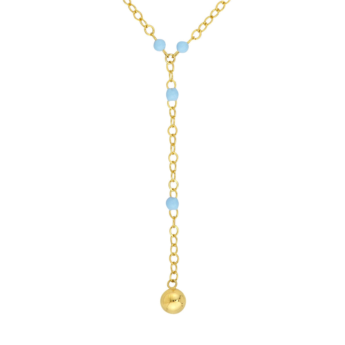 14K GOLD LARIAT WITH ENAMEL BEADS