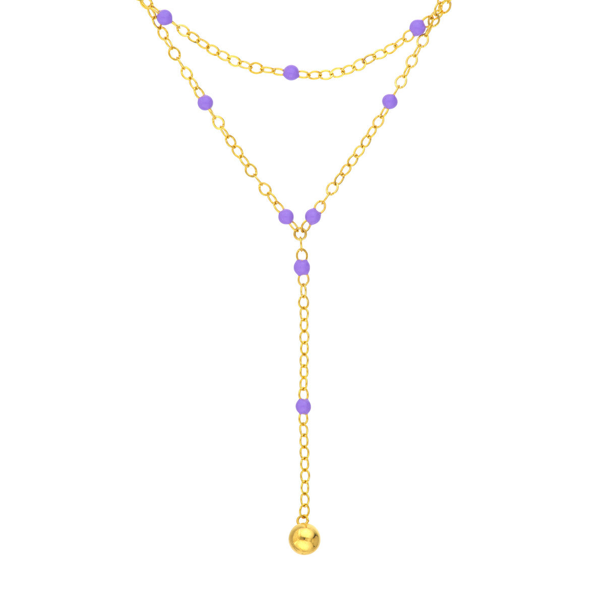 14K GOLD LARIAT WITH ENAMEL BEADS