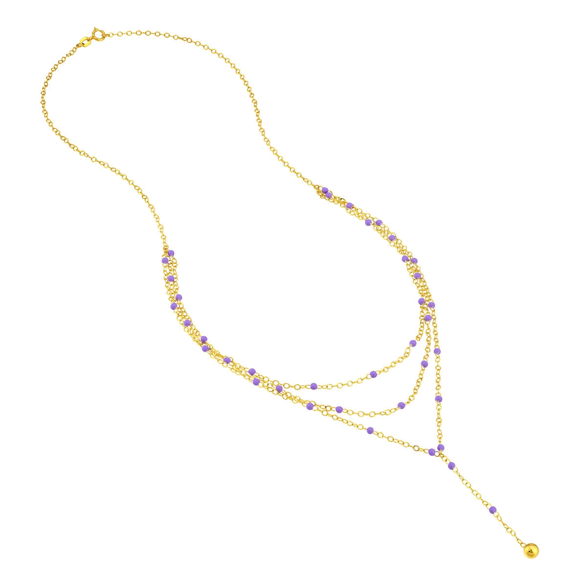 14K GOLD LAVENDER WITH ENAMEL BEADS