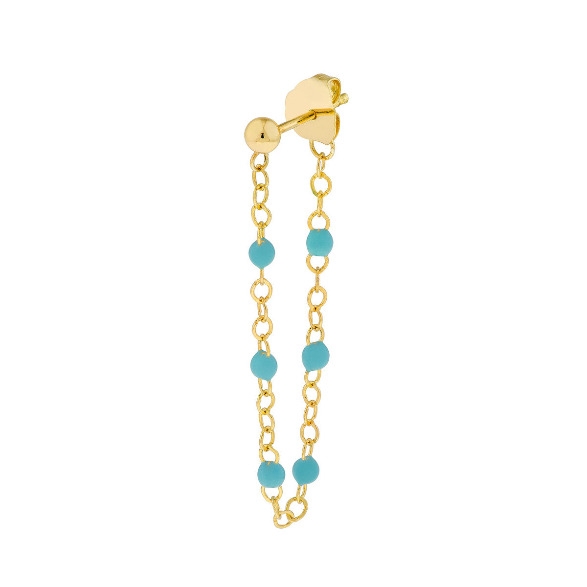 14K GOLD LONG ENAMEL BEAD CHAIN EARRINGS