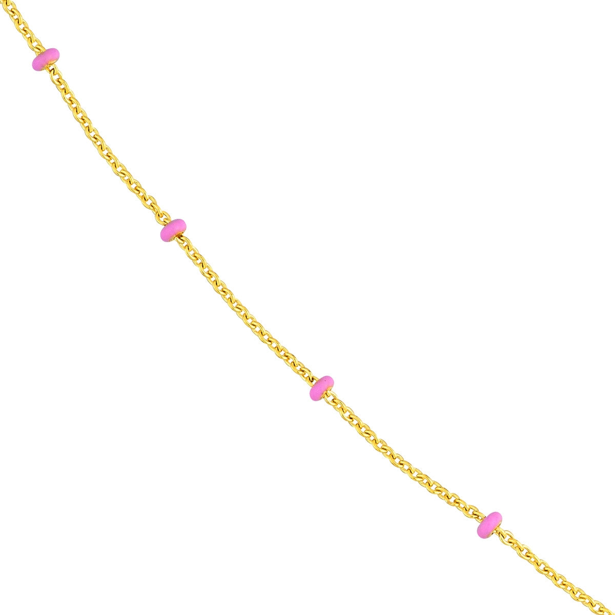 14K GOLD ROLO CHAIN WITH ENAMEL BEADS14K GOLD ROLO CHAIN WITH ENAMEL BEADS