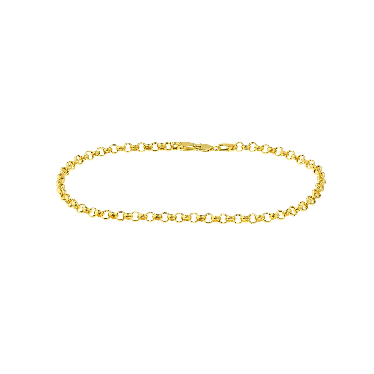 14K GOLD HOLLOW LINK ROLO CHAIN ANKLET