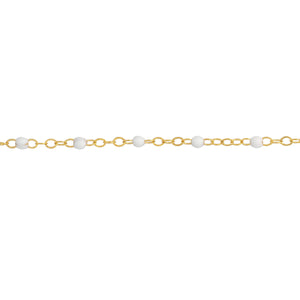 14K GOLD ROLO CHAIN WITH ENAMEL BEAD ANKLET
